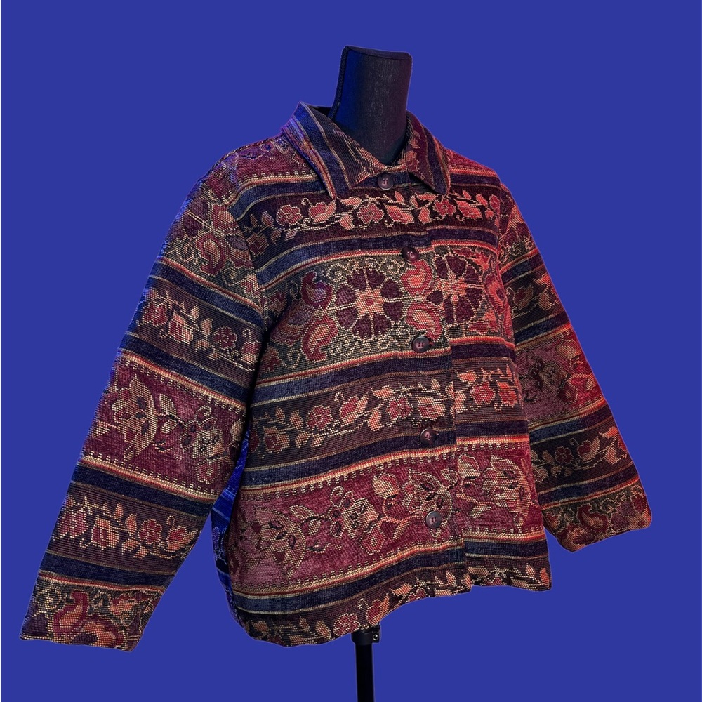 BARN FLY Tapestry Jacquard Jacket Size (L) Vintage 90's Multicolor Fabric